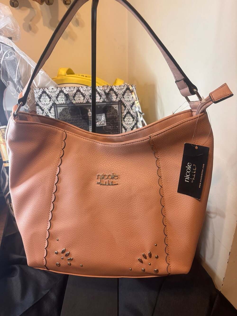 Nicole by Nicole Miller Hobo Handbag Size One Size Dusty Nude Faux Leather - Picture 2 of 8